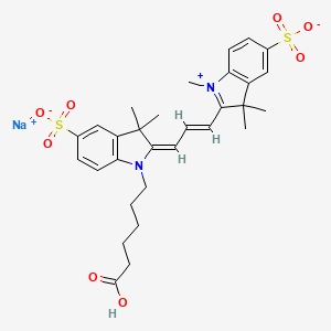 molecular formula C30H35N2NaO8S2 B12386912 sodium;(2E)-1-(5-carboxypentyl)-3,3-dimethyl-2-[(E)-3-(1,3,3-trimethyl-5-sulfonatoindol-1-ium-2-yl)prop-2-enylidene]indole-5-sulfonate 