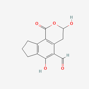 molecular formula C13H12O5 B12386958 3,6-dihydroxy-1-oxo-4,7,8,9-tetrahydro-3H-cyclopenta[h]isochromene-5-carbaldehyde 