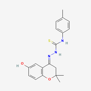molecular formula C19H21N3O2S B1238697 (4E)-6-hydroxy-2,2-dimethyl-2,3-dihydro-4H-chromen-4-one N-(4-methylphenyl)thiosemicarbazone 