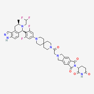 molecular formula C45H46F4N8O5 B12386981 6-[2-[9-[4-[(6S,8R)-7-(2,2-difluoroethyl)-8-methyl-3,6,8,9-tetrahydropyrazolo[4,3-f]isoquinolin-6-yl]-3,5-difluorophenyl]-3,9-diazaspiro[5.5]undecan-3-yl]-2-oxoethyl]-2-(2,6-dioxopiperidin-3-yl)-5,7-dihydropyrrolo[3,4-f]isoindole-1,3-dione 