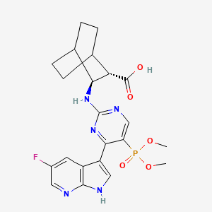 molecular formula C22H25FN5O5P B12387104 (2~{S},3~{S})-3-[[5-dimethoxyphosphoryl-4-(5-fluoranyl-1~{H}-pyrrolo[2,3-b]pyridin-3-yl)pyrimidin-2-yl]amino]bicyclo[2.2.2]octane-2-carboxylic acid 