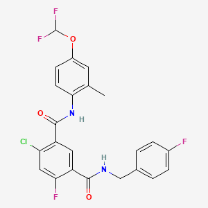 molecular formula C23H17ClF4N2O3 B12387193 4-chloro-3-N-[4-(difluoromethoxy)-2-methylphenyl]-6-fluoro-1-N-[(4-fluorophenyl)methyl]benzene-1,3-dicarboxamide 