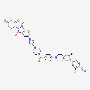 molecular formula C43H45ClN8O5 B12387255 2-chloro-4-[(3S)-8-[4-[4-[1-[2-(2,6-dioxopiperidin-3-yl)-1,3-dioxoisoindol-5-yl]azetidin-3-yl]piperazine-1-carbonyl]phenyl]-3-methyl-2,8-diazaspiro[4.5]decan-2-yl]benzonitrile 