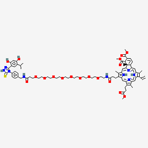 dimethyl (19R,20S)-14-[3-[2-[2-[2-[2-[2-[2-[2-[2-[3-[[4-[3-(2,4-dihydroxy-5-propan-2-ylphenyl)-5-sulfanylidene-1H-1,2,4-triazol-4-yl]phenyl]methylamino]-3-oxopropoxy]ethoxy]ethoxy]ethoxy]ethoxy]ethoxy]ethoxy]ethoxy]ethylamino]-3-oxopropyl]-5-ethenyl-10-(3-methoxy-3-oxopropyl)-4,9,15,19-tetramethyl-25,26,27,28-tetrazahexacyclo[16.6.1.13,6.18,11.113,16.019,24]octacosa-1(25),2,4,6,8(27),9,11,13,15,17,21,23-dodecaene-20,21-dicarboxylate