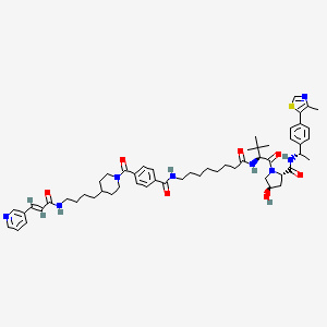 (2S,4R)-1-[(2S)-3,3-dimethyl-2-[8-[[4-[4-[4-[[(E)-3-pyridin-3-ylprop-2-enoyl]amino]butyl]piperidine-1-carbonyl]benzoyl]amino]octanoylamino]butanoyl]-4-hydroxy-N-[(1S)-1-[4-(4-methyl-1,3-thiazol-5-yl)phenyl]ethyl]pyrrolidine-2-carboxamide