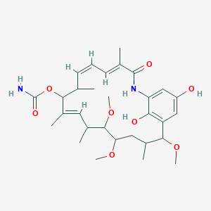Geldanamycin, 18,21-didehydro-6,17-didemethoxy-18,21-dideoxo-18,21-dihydroxy-15-methoxy-6-methyl-11-O-methyl-
