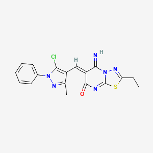 (6Z)-6-[(5-chloro-3-methyl-1-phenylpyrazol-4-yl)methylidene]-2-ethyl-5-imino-[1,3,4]thiadiazolo[3,2-a]pyrimidin-7-one