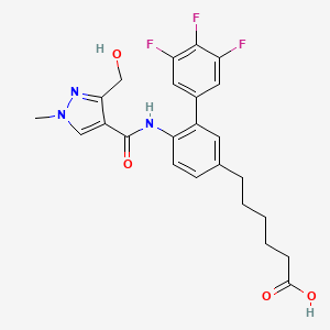 molecular formula C24H24F3N3O4 B12387489 6-[4-[[3-(Hydroxymethyl)-1-methylpyrazole-4-carbonyl]amino]-3-(3,4,5-trifluorophenyl)phenyl]hexanoic acid 