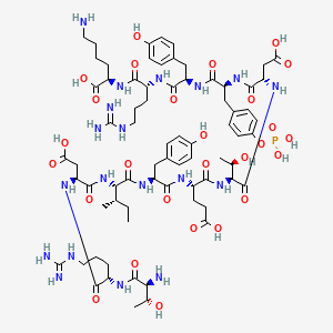 (2R)-6-amino-2-[[(2R)-2-[[(2R)-2-[[(2S)-2-[[(2S)-2-[[(2S,3R)-2-[[(2S)-2-[[(2S)-2-[[(2S,3S)-2-[[(2S)-2-[[(2S)-2-[[(2S,3R)-2-amino-3-hydroxybutanoyl]amino]-5-carbamimidamidopentanoyl]amino]-3-carboxypropanoyl]amino]-3-methylpentanoyl]amino]-3-(4-hydroxyphenyl)propanoyl]amino]-4-carboxybutanoyl]amino]-3-hydroxybutanoyl]amino]-3-carboxypropanoyl]amino]-3-(4-phosphonooxyphenyl)propanoyl]amino]-3-(4-hydroxyphenyl)propanoyl]amino]-5-carbamimidamidopentanoyl]amino]hexanoic acid