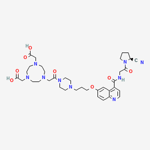 B12387594 2-[4-(carboxymethyl)-7-[2-[4-[3-[4-[[2-[(2S)-2-cyanopyrrolidin-1-yl]-2-oxoethyl]carbamoyl]quinolin-6-yl]oxypropyl]piperazin-1-yl]-2-oxoethyl]-1,4,7-triazonan-1-yl]acetic acid CAS No. 2374782-76-8