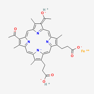 3-[(13E)-8-acetyl-18-(2-carboxylatoethyl)-3,7,12,17-tetramethyl-13-(1-oxidoethylidene)porphyrin-21-id-2-yl]propanoate;hydron;iron(2+)