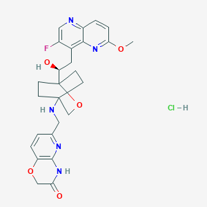 molecular formula C26H29ClFN5O5 B12387705 6-[[[1-[(1S)-2-(3-fluoro-6-methoxy-1,5-naphthyridin-4-yl)-1-hydroxyethyl]-2-oxabicyclo[2.2.2]octan-4-yl]amino]methyl]-4H-pyrido[3,2-b][1,4]oxazin-3-one;hydrochloride 