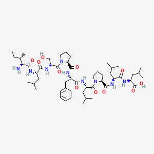 molecular formula C52H85N9O11 B12388161 (2S)-2-[[(2S)-2-[[(2S)-1-[(2S)-2-[[(2S)-2-[[(2S)-1-[(2S)-2-[[(2S)-2-[[(2S,3S)-2-amino-3-methylpentanoyl]amino]-4-methylpentanoyl]amino]-3-hydroxypropanoyl]pyrrolidine-2-carbonyl]amino]-3-phenylpropanoyl]amino]-4-methylpentanoyl]pyrrolidine-2-carbonyl]amino]-4-methylpentanoyl]amino]-4-methylpentanoic acid 