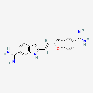 molecular formula C20H17N5O B1238819 2-(2-(5-(Aminoiminomethyl)-2-benzofuranyl)ethenyl)-1H-indole-6-carboximidamide CAS No. 73819-41-7