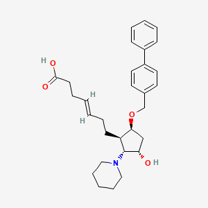 molecular formula C30H39NO4 B1238824 (E)-7-[(1R,2R,3S,5S)-3-hydroxy-5-[(4-phenylphenyl)methoxy]-2-piperidin-1-ylcyclopentyl]hept-4-enoic acid 