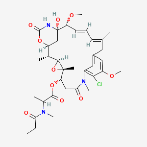 molecular formula C35H48ClN3O10 B1238825 [(1S,2R,3S,5S,6S,16E,18E,20R,21S)-11-chloro-21-hydroxy-12,20-dimethoxy-2,5,9,16-tetramethyl-8,23-dioxo-4,24-dioxa-9,22-diazatetracyclo[19.3.1.110,14.03,5]hexacosa-10,12,14(26),16,18-pentaen-6-yl] 2-[methyl(propanoyl)amino]propanoate 