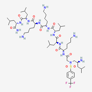 molecular formula C57H102F3N13O10S B12388341 (2S)-6-amino-N-[(2S)-1-[[(2S)-1-[[(2S)-6-amino-1-[[(2S)-6-amino-1-[[(2S)-1-[[(2S)-1-amino-4-methyl-1-oxopentan-2-yl]amino]-4-methyl-1-oxopentan-2-yl]amino]-1-oxohexan-2-yl]amino]-1-oxohexan-2-yl]amino]-4-methyl-1-oxopentan-2-yl]amino]-4-methyl-1-oxopentan-2-yl]-2-[[2-[[(2S)-2-amino-4-methylpentyl]-[4-(trifluoromethyl)phenyl]sulfonylamino]acetyl]amino]hexanamide 