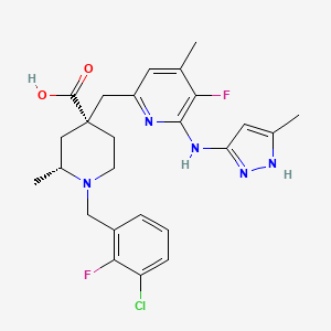 molecular formula C25H28ClF2N5O2 B12388362 (2R,4R)-1-[(3-chloro-2-fluorophenyl)methyl]-4-[[5-fluoro-4-methyl-6-[(5-methyl-1H-pyrazol-3-yl)amino]pyridin-2-yl]methyl]-2-methylpiperidine-4-carboxylic acid 