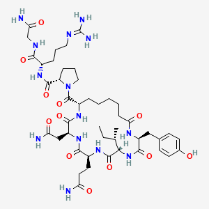 molecular formula C45H70N14O12 B12388401 Cyclo(tyr-ile-gln-asn-asu)-pro-arg-gly-NH2 