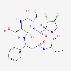 molecular formula C25H33Cl2N5O6 B12388430 (3S,10S,13S,16R,17S,18R)-17,18-dichloro-3,13-diethyl-10-(hydroxymethyl)-7-phenyl-1,4,8,11,14-pentazabicyclo[14.3.0]nonadecane-2,5,9,12,15-pentone 