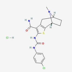 (1R,8S)-4-[(4-chlorophenyl)carbamoylamino]-11-methyl-3-thia-11-azatricyclo[6.2.1.02,6]undeca-2(6),4-diene-5-carboxamide;hydrochloride