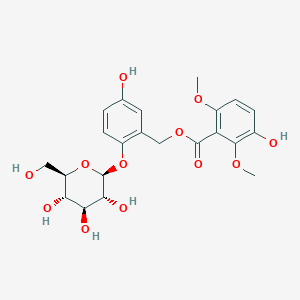 molecular formula C22H26O12 B12388535 5-Hydroxy-2-(((2S,3R,4S,5S,6R)-3,4,5-trihydroxy-6-(hydroxymethyl)tetrahydro-2H-pyran-2-yl)oxy)benzyl 3-hydroxy-2,6-dimethoxybenzoate 