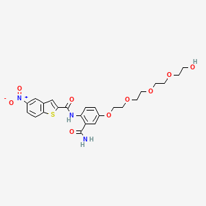 molecular formula C24H27N3O9S B12388539 N-[2-carbamoyl-4-[2-[2-[2-(2-hydroxyethoxy)ethoxy]ethoxy]ethoxy]phenyl]-5-nitro-1-benzothiophene-2-carboxamide 