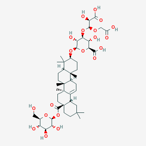 molecular formula C47H72O20 B1238860 (2S,3S,4S,5R,6R)-6-[[(3S,4aR,6aR,6bS,8aS,12aS,14aR,14bR)-4,4,6a,6b,11,11,14b-heptamethyl-8a-[(2S,3R,4S,5S,6R)-3,4,5-trihydroxy-6-(hydroxymethyl)oxan-2-yl]oxycarbonyl-1,2,3,4a,5,6,7,8,9,10,12,12a,14,14a-tetradecahydropicen-3-yl]oxy]-4-[(1S,2R)-2-carboxy-1-(carboxymethoxy)-2-hydroxyethoxy]-3,5-dihydroxyoxane-2-carboxylic acid 