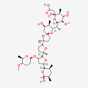 2-[(2R,3S,4S,5R,6S)-2,4-dihydroxy-6-[(1R)-1-[(2S,5S,7R,8R,9S)-7-hydroxy-2-[(2R,5R)-5-[(2R,3S,5R)-5-[(2S,3S,5R,6S)-6-hydroxy-3,5,6-trimethyloxan-2-yl]-3-[(2S,5S,6R)-5-methoxy-6-methyloxan-2-yl]oxyoxolan-2-yl]-5-methyloxolan-2-yl]-2,8-dimethyl-1,10-dioxaspiro[4.5]decan-9-yl]ethyl]-5-methoxy-3-methyloxan-2-yl]acetic acid