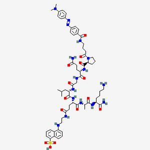 5-[2-[[(4S)-4-[[(2S)-2-[[2-[[(2S)-5-amino-2-[[(2S)-1-[4-[[4-[[4-(dimethylamino)phenyl]diazenyl]benzoyl]amino]butanoyl]pyrrolidine-2-carbonyl]amino]-5-oxopentanoyl]amino]acetyl]amino]-4-methylpentanoyl]amino]-5-[[(2S)-1-[[(2S)-1,6-diamino-1-oxohexan-2-yl]amino]-1-oxopropan-2-yl]amino]-5-oxopentanoyl]amino]ethylamino]naphthalene-1-sulfonic acid