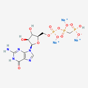 trisodium;[[(2R,4S,5R)-5-(2-amino-6-oxo-1H-purin-9-yl)-3,4-dihydroxyoxolan-2-yl]methoxy-oxidophosphoryl]oxy-[[hydroxy(oxido)phosphoryl]methyl]phosphinate