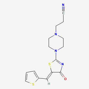 3-[4-[(5Z)-4-oxo-5-(thiophen-2-ylmethylidene)-1,3-thiazol-2-yl]piperazin-1-yl]propanenitrile