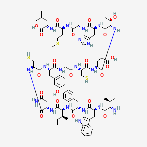 (2S)-2-[[(2S)-2-[[(2S)-2-[[(2S)-2-[[(2S,3R)-2-[[(2S)-2-[[(2R)-2-[[2-[[(2S)-2-[[(2R)-2-[[(2S)-4-amino-2-[[(2S,3S)-2-[[(2S)-2-[[(2S)-2-[[(2S,3S)-2-amino-3-methylpentanoyl]amino]-3-(1H-indol-3-yl)propanoyl]amino]-3-(4-hydroxyphenyl)propanoyl]amino]-3-methylpentanoyl]amino]-4-oxobutanoyl]amino]-3-sulfanylpropanoyl]amino]-3-phenylpropanoyl]amino]acetyl]amino]-3-sulfanylpropanoyl]amino]-4-carboxybutanoyl]amino]-3-hydroxybutanoyl]amino]-3-(1H-imidazol-5-yl)propanoyl]amino]propanoyl]amino]-4-methylsulfanylbutanoyl]amino]-4-methylpentanoic acid