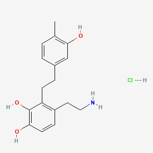 molecular formula C17H22ClNO3 B1238900 4-(2-Aminoethyl)-3-(2-(3-hydroxy-4-methylphenyl)ethyl)-1,2-benzenediol hydrochloride CAS No. 153478-95-6