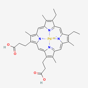 molecular formula C34H36N4O4Pd B12389160 3-[18-(2-carboxyethyl)-8,12-diethyl-3,7,13,17-tetramethylporphyrin-21,23-diid-2-yl]propanoic acid;palladium(2+) 