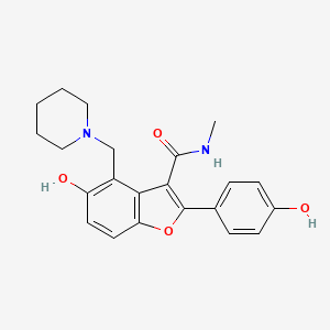 2-(4-Hydroxyphenyl)-~{n}-Methyl-5-Oxidanyl-4-(Piperidin-1-Ylmethyl)-1-Benzofuran-3-Carboxamide