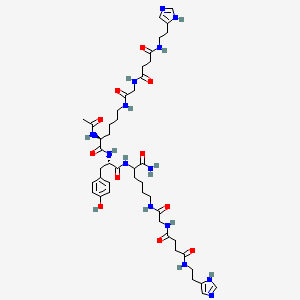 N'-[2-[[5-[[(2S)-2-[[(2S)-2-acetamido-6-[[2-[[4-[2-(1H-imidazol-5-yl)ethylamino]-4-oxobutanoyl]amino]acetyl]amino]hexanoyl]amino]-3-(4-hydroxyphenyl)propanoyl]amino]-6-amino-6-oxohexyl]amino]-2-oxoethyl]-N-[2-(1H-imidazol-5-yl)ethyl]butanediamide