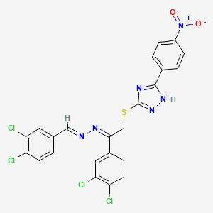 molecular formula C23H14Cl4N6O2S B12389304 (E)-1-(3,4-dichlorophenyl)-N-[(E)-(3,4-dichlorophenyl)methylideneamino]-2-[[5-(4-nitrophenyl)-1H-1,2,4-triazol-3-yl]sulfanyl]ethanimine 