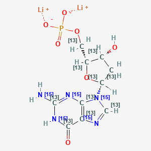 dilithium;[(2R,3R,5R)-5-(2-(15N)azanyl-6-oxo-1H-purin-9-yl)-3-hydroxy(2,3,4,5-13C4)oxolan-2-yl](113C)methyl phosphate