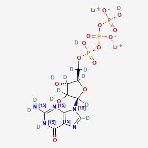 molecular formula C10H14Li2N5O14P3 B12389490 Guanosine triphosphate-15N5,d14 (dilithium) 