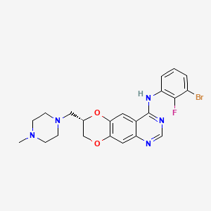 molecular formula C22H23BrFN5O2 B12389506 (7S)-N-(3-bromo-2-fluorophenyl)-7-[(4-methylpiperazin-1-yl)methyl]-7,8-dihydro-[1,4]dioxino[2,3-g]quinazolin-4-amine 