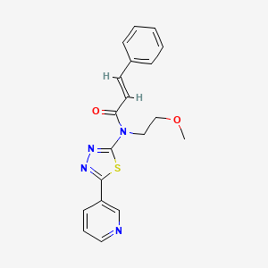 (E)-N-(2-methoxyethyl)-3-phenyl-N-(5-pyridin-3-yl-1,3,4-thiadiazol-2-yl)prop-2-enamide