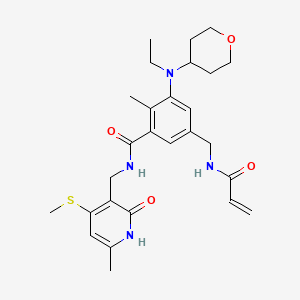 3-[ethyl(oxan-4-yl)amino]-2-methyl-N-[(6-methyl-4-methylsulfanyl-2-oxo-1H-pyridin-3-yl)methyl]-5-[(prop-2-enoylamino)methyl]benzamide