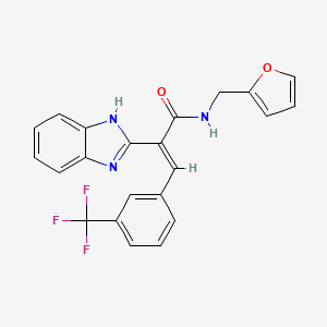 molecular formula C22H16F3N3O2 B1238963 (E)-2-(1H-benzimidazol-2-yl)-N-(furan-2-ylmethyl)-3-[3-(trifluoromethyl)phenyl]prop-2-enamide 