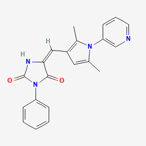 molecular formula C21H18N4O2 B1238964 (5E)-5-[(2,5-dimethyl-1-pyridin-3-ylpyrrol-3-yl)methylidene]-3-phenylimidazolidine-2,4-dione 
