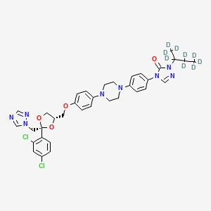 molecular formula C35H38Cl2N8O4 B12389664 4-[4-[4-[4-[[(2R,4S)-2-(2,4-dichlorophenyl)-2-(1,2,4-triazol-1-ylmethyl)-1,3-dioxolan-4-yl]methoxy]phenyl]piperazin-1-yl]phenyl]-2-(1,1,1,2,3,3,4,4,4-nonadeuteriobutan-2-yl)-1,2,4-triazol-3-one 