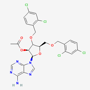 molecular formula C26H23Cl4N5O5 B12389759 [(2R,3S,5R)-2-(6-aminopurin-9-yl)-4-[(2,4-dichlorophenyl)methoxy]-5-[(2,4-dichlorophenyl)methoxymethyl]oxolan-3-yl] acetate 