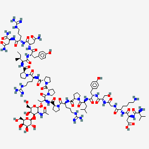 (3S)-4-[[(2S)-1-[[2-[[(2S)-1-[[(2S)-1-[[(2S)-1-[(2S)-2-[[(2S)-1-[(2S)-2-[[(2S,3R)-3-[(2S,3R,4R,5R,6R)-3-acetamido-5-hydroxy-6-(hydroxymethyl)-4-[(2R,3R,4S,5R,6R)-3,4,5-trihydroxy-6-(hydroxymethyl)oxan-2-yl]oxyoxan-2-yl]oxy-1-[(2S)-2-[(2S)-2-[[(2S)-1-[(2S)-2-[[(2S,3S)-1-[[(2S)-1-[[(2S)-4-amino-1-[[(2S)-5-carbamimidamido-1-[[(2S)-1,4-diamino-1,4-dioxobutan-2-yl]amino]-1-oxopentan-2-yl]amino]-1,4-dioxobutan-2-yl]amino]-3-(4-hydroxyphenyl)-1-oxopropan-2-yl]amino]-3-methyl-1-oxopentan-2-yl]carbamoyl]pyrrolidin-1-yl]-5-carbamimidamido-1-oxopentan-2-yl]carbamoyl]pyrrolidine-1-carbonyl]pyrrolidin-1-yl]-1-oxobutan-2-yl]carbamoyl]pyrrolidin-1-yl]-5-carbamimidamido-1-oxopentan-2-yl]carbamoyl]pyrrolidin-1-yl]-4-methyl-1-oxopentan-2-yl]amino]-3-(4-hydroxyphenyl)-1-oxopropan-2-yl]amino]-3-hydroxy-1-oxopropan-2-yl]amino]-2-oxoethyl]amino]-6-amino-1-oxohexan-2-yl]amino]-3-[[(2S)-2-amino-3-methylbutanoyl]amino]-4-oxobutanoic acid