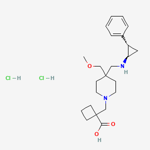 molecular formula C23H36Cl2N2O3 B12389857 1-[[4-(methoxymethyl)-4-[[[(1R,2S)-2-phenylcyclopropyl]amino]methyl]piperidin-1-yl]methyl]cyclobutane-1-carboxylic acid;dihydrochloride 