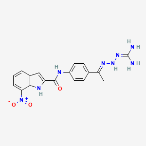 N-[4-[(E)-N-[2-(diaminomethylidene)hydrazinyl]-C-methylcarbonimidoyl]phenyl]-7-nitro-1H-indole-2-carboxamide